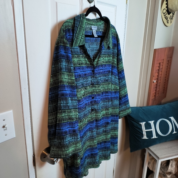 Catherines plus size blouse 3X 3/4 sleeve multicolor lightweight - Picture 2 of 8